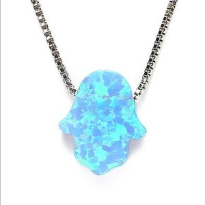 Opal hamsa necklace